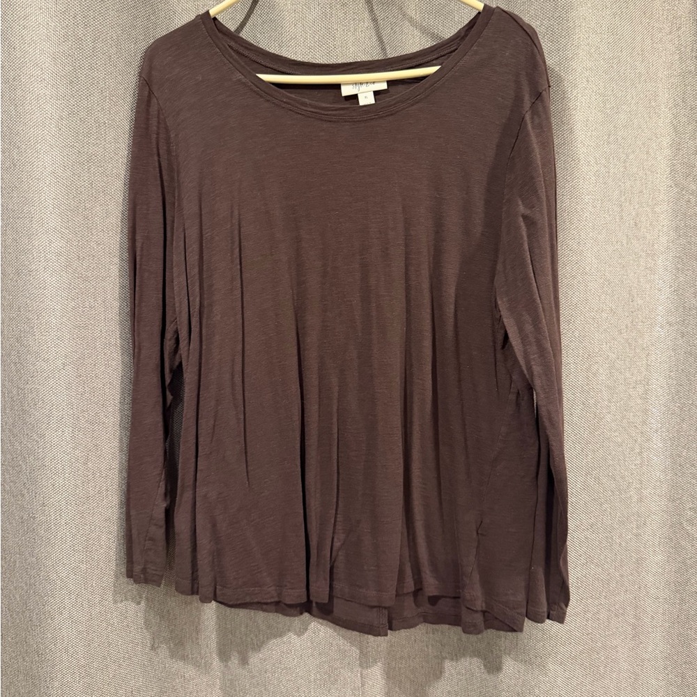 Style & Co. Women's Long Sleeve Top in Dark Brown
